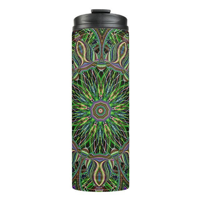 Neon Mandala Pattern Thermosbecher (Vorderseite)