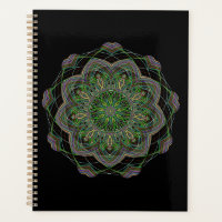 Neon Mandala Trippy Fraktal Art Rosette Muster