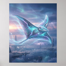 Neon-Manta-Rochen-Himmel-Ozean
