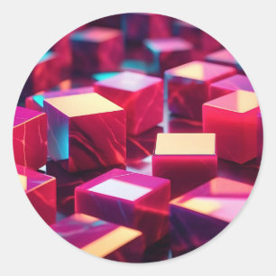 Neon Marble Cube Runder Aufkleber
