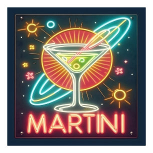 Neon-Martini-Schild im Stil der Mitte des 20. Jahr Fotodruck