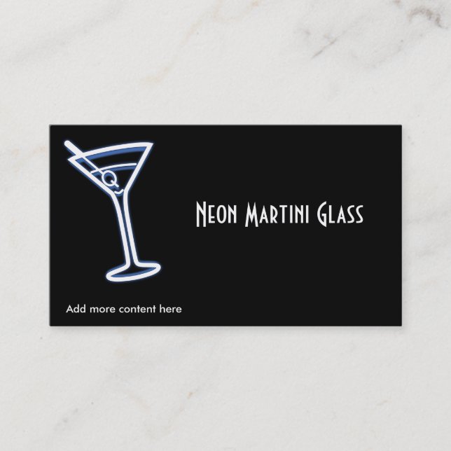 Neon Martini Vorlage für die Mixology Bar Business Visitenkarte (Vorderseite)