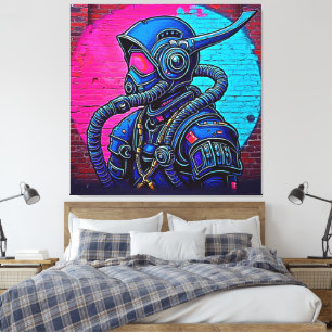 Neon Masked Wall Graffiti Abbildung Kunst Leinwanddruck