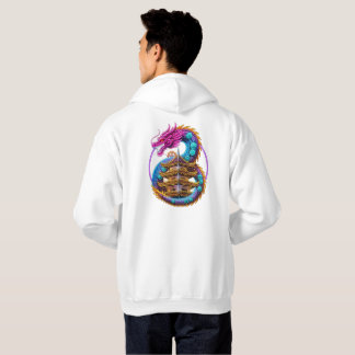Neon-Mechanischer-Drachen-Pagoden-Emblem-Kunst Hoodie
