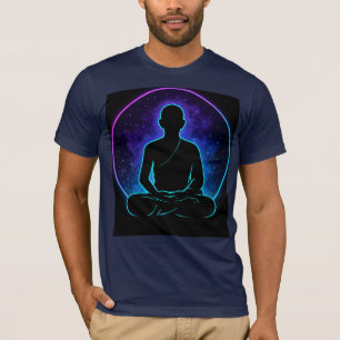 Neon Meditation Monk Spiritueller T - Shirt   Kosm
