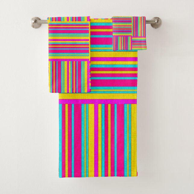 Neon Mehrfarbig Weaved Squares Badhandtuch Set (Insitu)