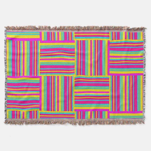 Neon Mehrfarbig Weaved Squares Decke (Vorderseite)