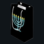 Neon Menorah Kleine Geschenktüte<br><div class="desc">Blaue Menorah im Neon-Zeichen-Stil.</div>