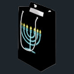 Neon Menorah Kleine Geschenktüte<br><div class="desc">Blaue Menorah im Neon-Zeichen-Stil.</div>