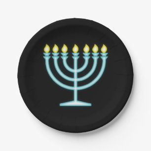 Neon Menorah Pappteller