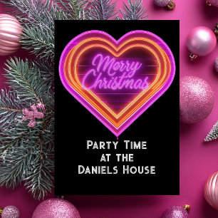 Neon Merry Christmas Party Einladung