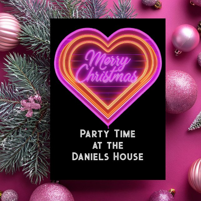 Neon Merry Christmas Party Einladung (Von Creator hochgeladen)