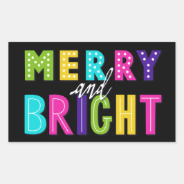 Neon Merry und Bright Rechteckiger Aufkleber