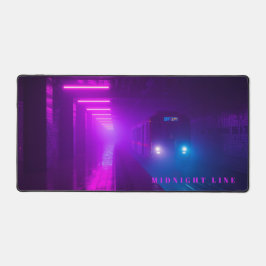 Neon-Metro-Synthwave-Schreibtischunterlage – Retro Schreibtischunterlage