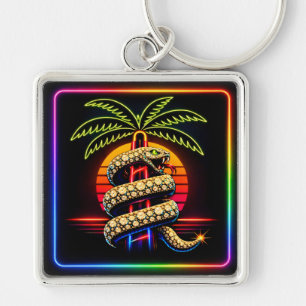 Neon Miami Nights Diamant Luxus Schlüsselanhänger