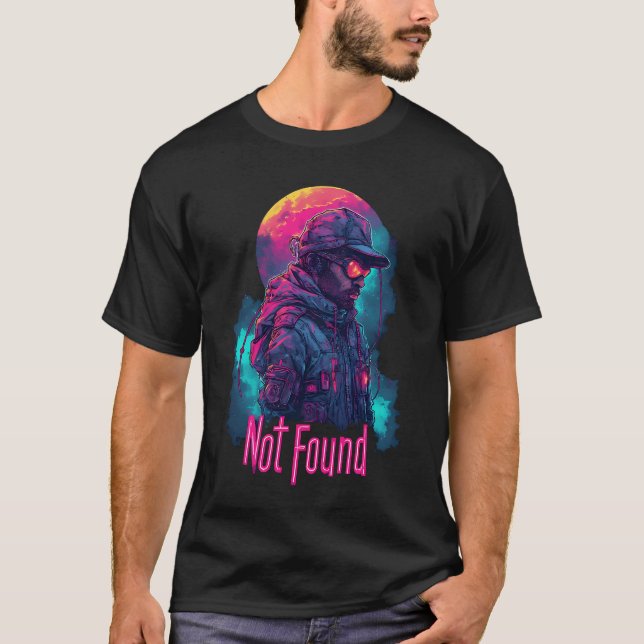 Neon Military Futuristic Explorer Night Scene T-Shirt (Vorderseite)