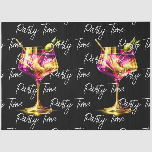 Neon Modern Party Time Personalisiert Seidenpapier (Vorderseite)