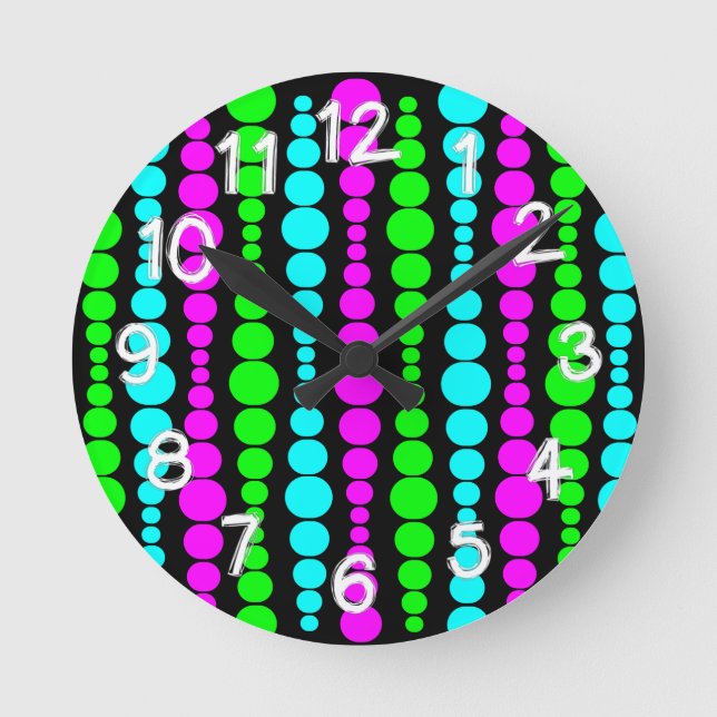 Neon Modern Rectangles  Runde Wanduhr (Vorderseite)
