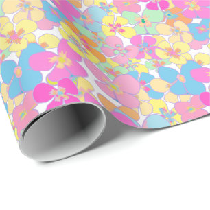 Neon Modern Retro Floral Pansy Geschenkpapier