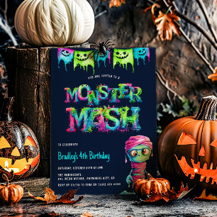 Neon-Monster-Mash-Kindergeburtstagsfeier Einladung