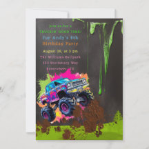 Neon Monster Truck Boy Geburtstagsparty