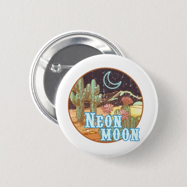 Neon Moon Retro Western Button (Vorne & Hinten)