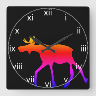 Neon Moose Wall Clock Quadratische Wanduhr