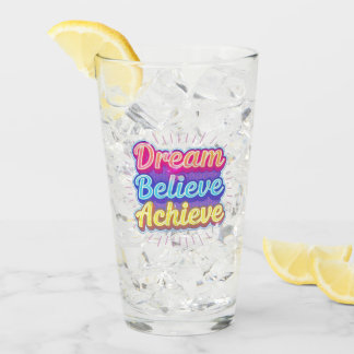 Neon-Motivationszitat 'Träume glauben erreichen' Glas