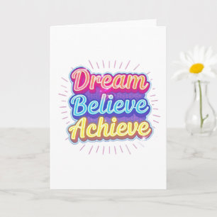 Neon-Motivationszitat 'Träume glauben erreichen' Karte