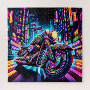 Neon-Motorrad in der Stadt