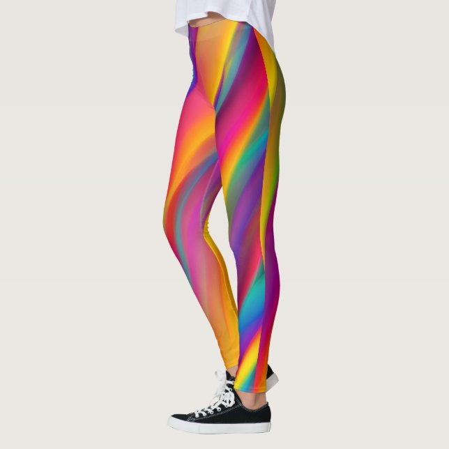 Neon Multi Color Rainbow Strips Leggings (Links)