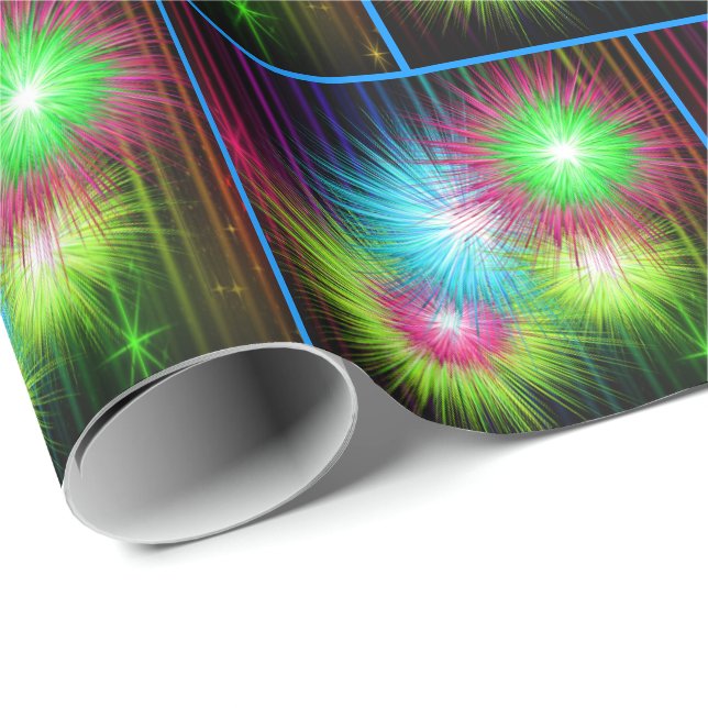 Neon Multi Color Sternexplosion Paint-Spritzer Geschenkpapier (Rolleneckpunkt)