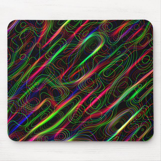 Neon Multicfarbene gekrümmte Linien Mousepad (Vorne)