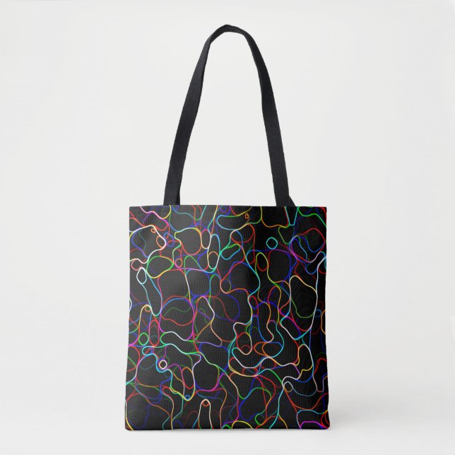 Neon Multicfarbene gekrümmte Linien Tasche (Vorderseite)