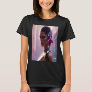 Neon Multicolor Vibrant Woman Look Glam Blue Turqu T-Shirt