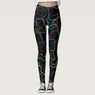 Neon Multicolored Curvy Line Muster - COOL Leggings