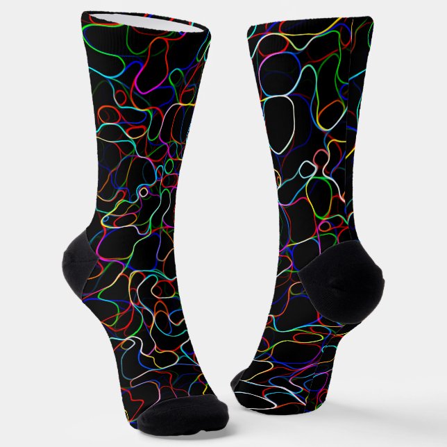 Neon Multicolored Curvy Line Muster - COOL Socken (Gewinkelt)