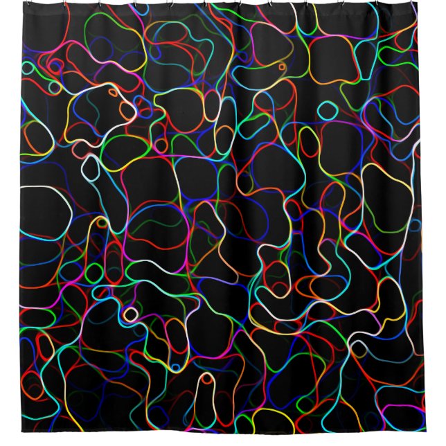 Neon Multicolored Curvy Lines Duschvorhang (Vorderseite)
