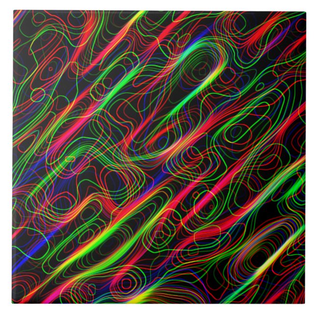 Neon Multicolored Lines Fliese (Vorderseite)