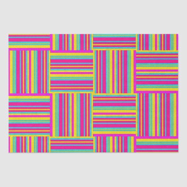 Neon Multicolored Weaved Squares Seidenpapier (Vorderseite)