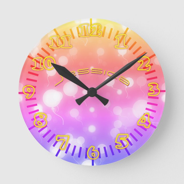 NEON Mur Horloge PURPLE PURPLE Personnalisé (Recto)