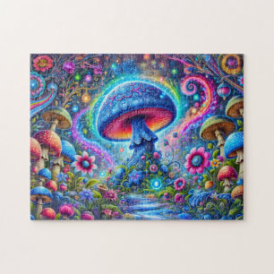 Neon Mushroom Glow Psychedelic Fantasy Forest