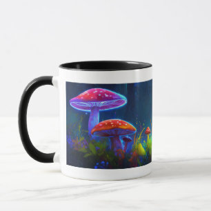 Neon Mushrooms: Psychedelic Glow Tasse Design