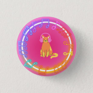 Neon Music Cat Button