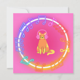 Neon Music Cat Card