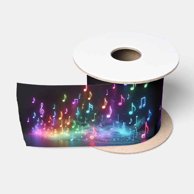 Neon Musical Notes Satinband (Spule)