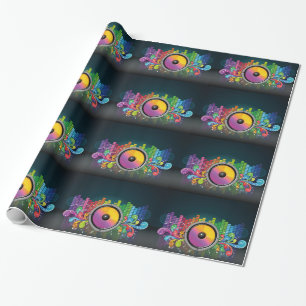 Neon-Musik-Beats und Lautsprecher Geschenkpapier