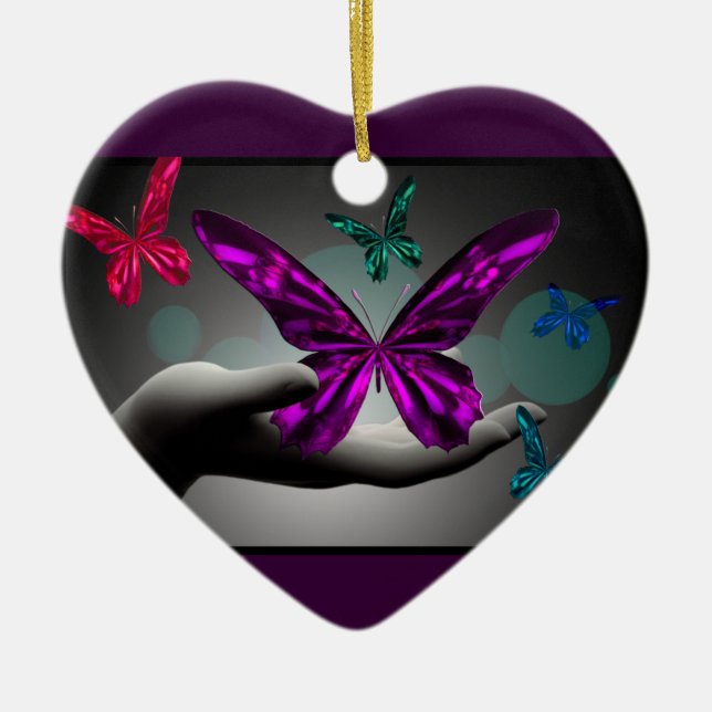 Neon Mystic Butterflies Keramikornament (Vorne)
