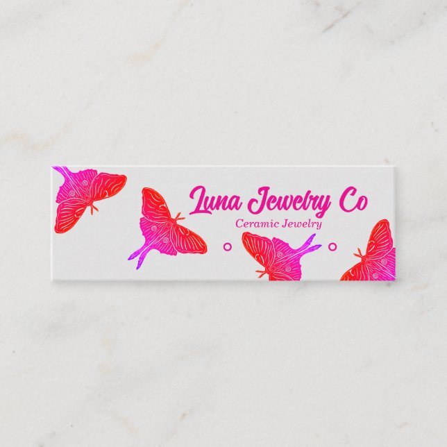 Neon Mystical Luna Moth Jewelry Stud Business Card Mini Visitenkarte (Vorderseite)