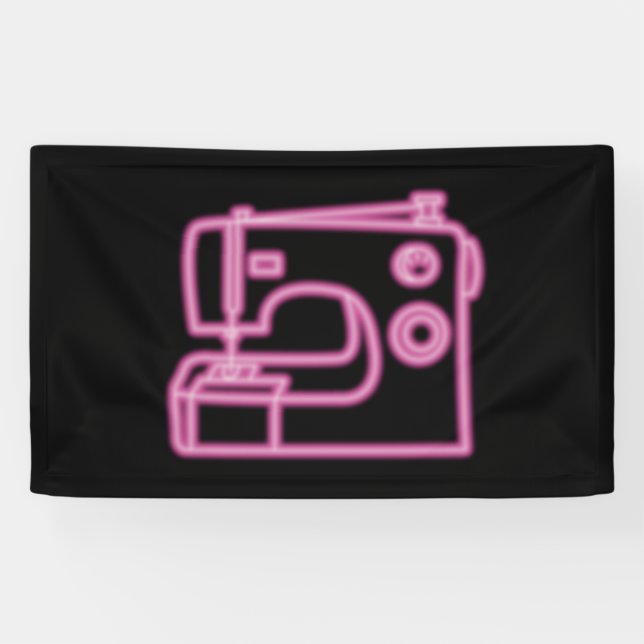 Neon Nähmaschine Zeichen Rosa Banner (Horizontal)